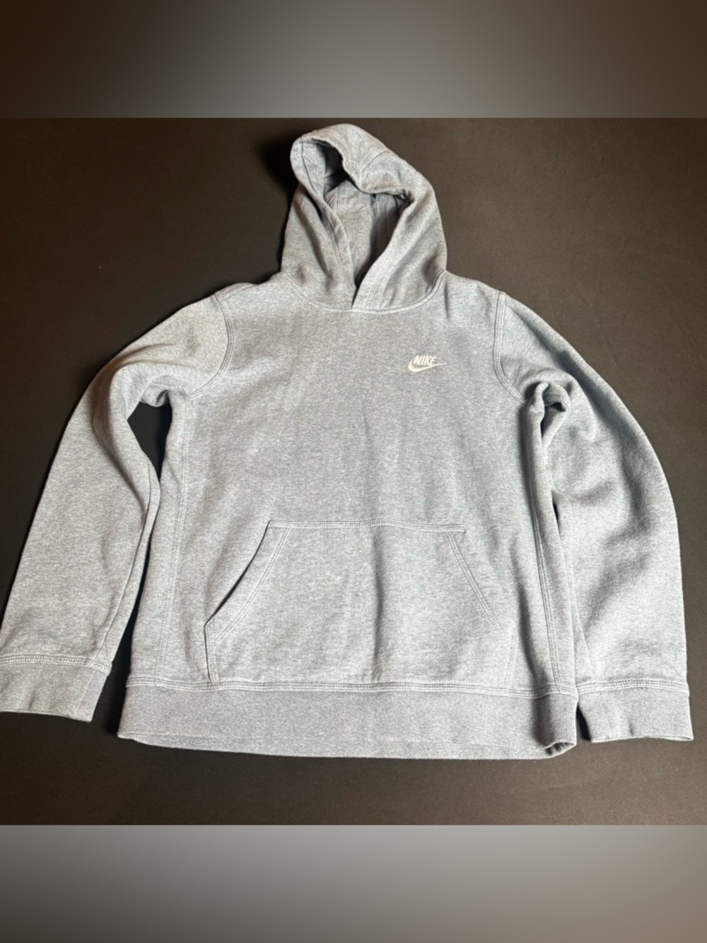 Nike Gray Pullover Swoosh Hoodie Youth XL Fits Womens S M Sporty